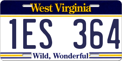 WV license plate 1ES364