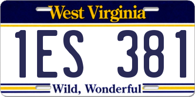 WV license plate 1ES381