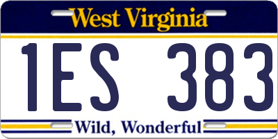 WV license plate 1ES383