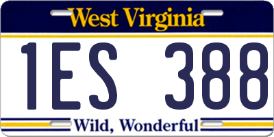 WV license plate 1ES388
