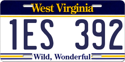 WV license plate 1ES392