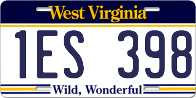 WV license plate 1ES398