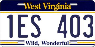 WV license plate 1ES403