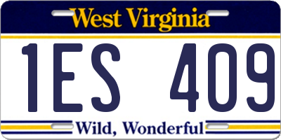 WV license plate 1ES409