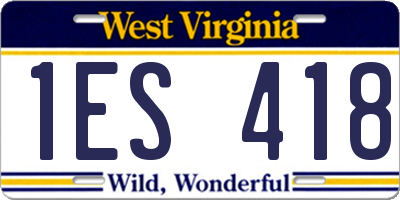 WV license plate 1ES418
