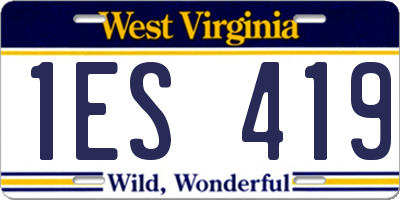 WV license plate 1ES419
