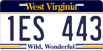 WV license plate 1ES443