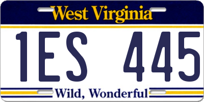 WV license plate 1ES445