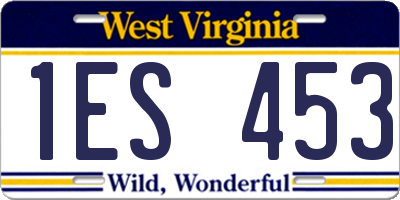 WV license plate 1ES453