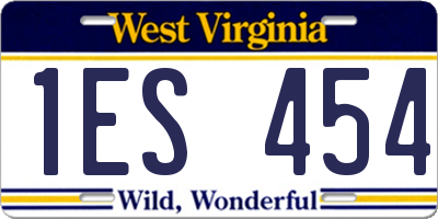 WV license plate 1ES454