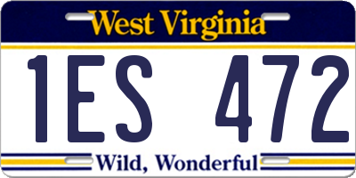 WV license plate 1ES472