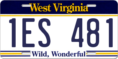 WV license plate 1ES481