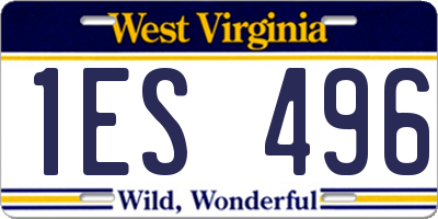WV license plate 1ES496