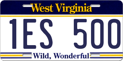 WV license plate 1ES500