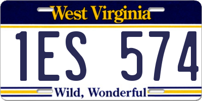 WV license plate 1ES574