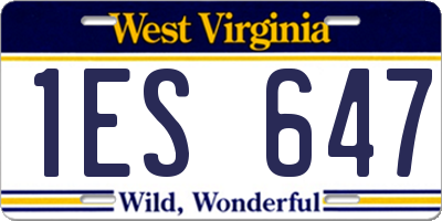 WV license plate 1ES647