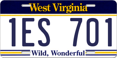 WV license plate 1ES701