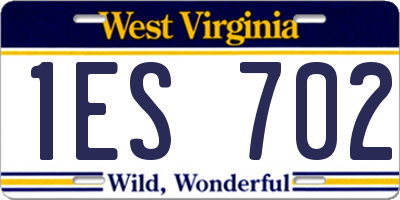 WV license plate 1ES702