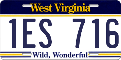WV license plate 1ES716