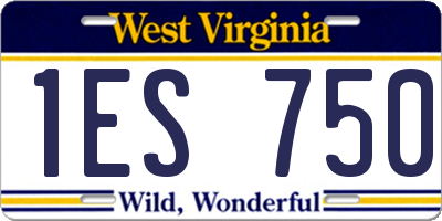 WV license plate 1ES750