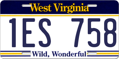 WV license plate 1ES758