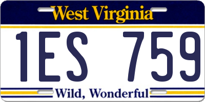 WV license plate 1ES759