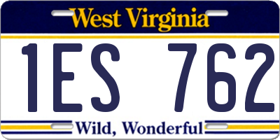 WV license plate 1ES762