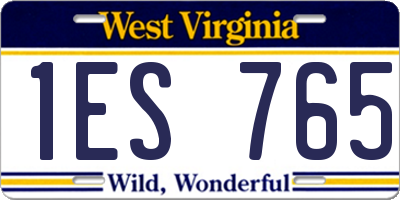 WV license plate 1ES765