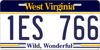 WV license plate 1ES766