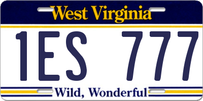 WV license plate 1ES777