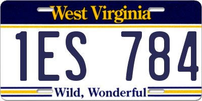 WV license plate 1ES784