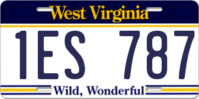 WV license plate 1ES787