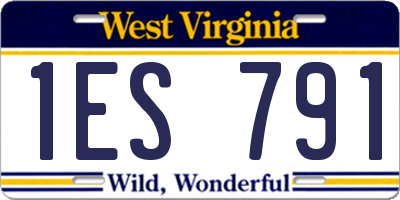 WV license plate 1ES791
