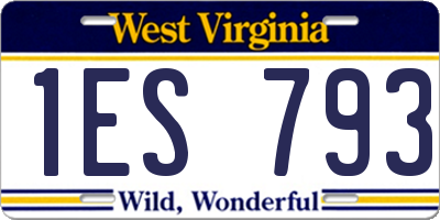WV license plate 1ES793