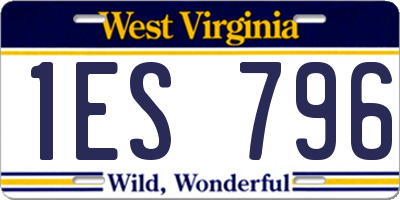 WV license plate 1ES796