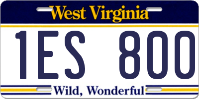 WV license plate 1ES800