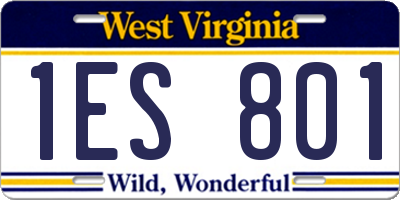 WV license plate 1ES801