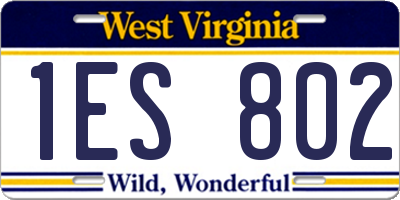 WV license plate 1ES802