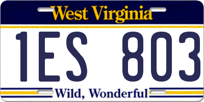 WV license plate 1ES803