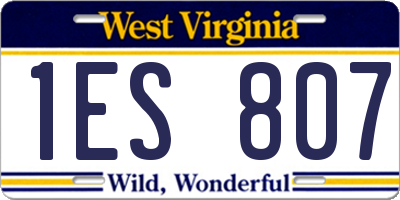 WV license plate 1ES807