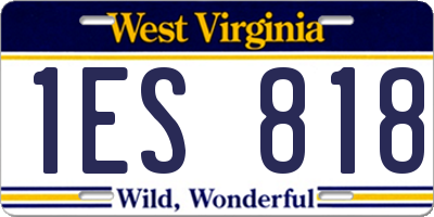 WV license plate 1ES818