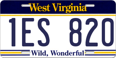 WV license plate 1ES820