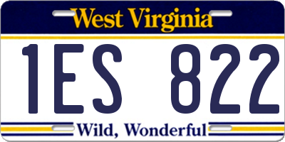 WV license plate 1ES822