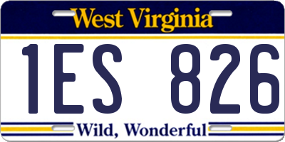 WV license plate 1ES826