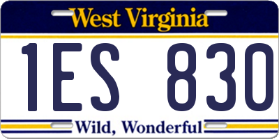 WV license plate 1ES830