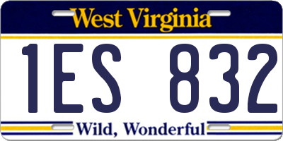 WV license plate 1ES832