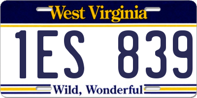 WV license plate 1ES839