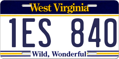 WV license plate 1ES840