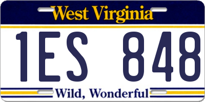 WV license plate 1ES848