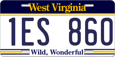 WV license plate 1ES860